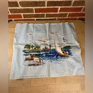 Vintage‎ Embroidered Picture of Sailboats 1977 National Paragon Corp H34